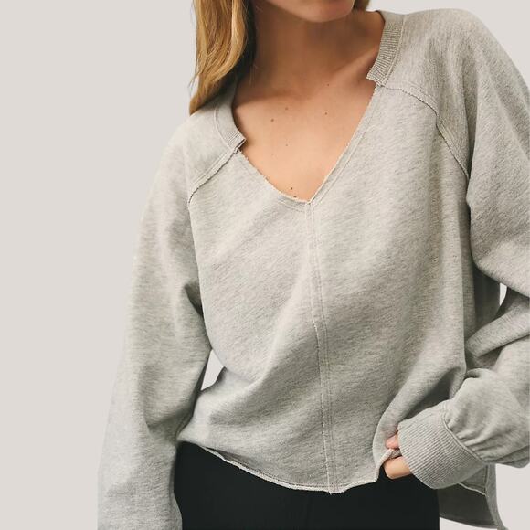 Anthropologie Pilcro Reworked Popover V-Neck Sweatshirt - Picture 1 of 9